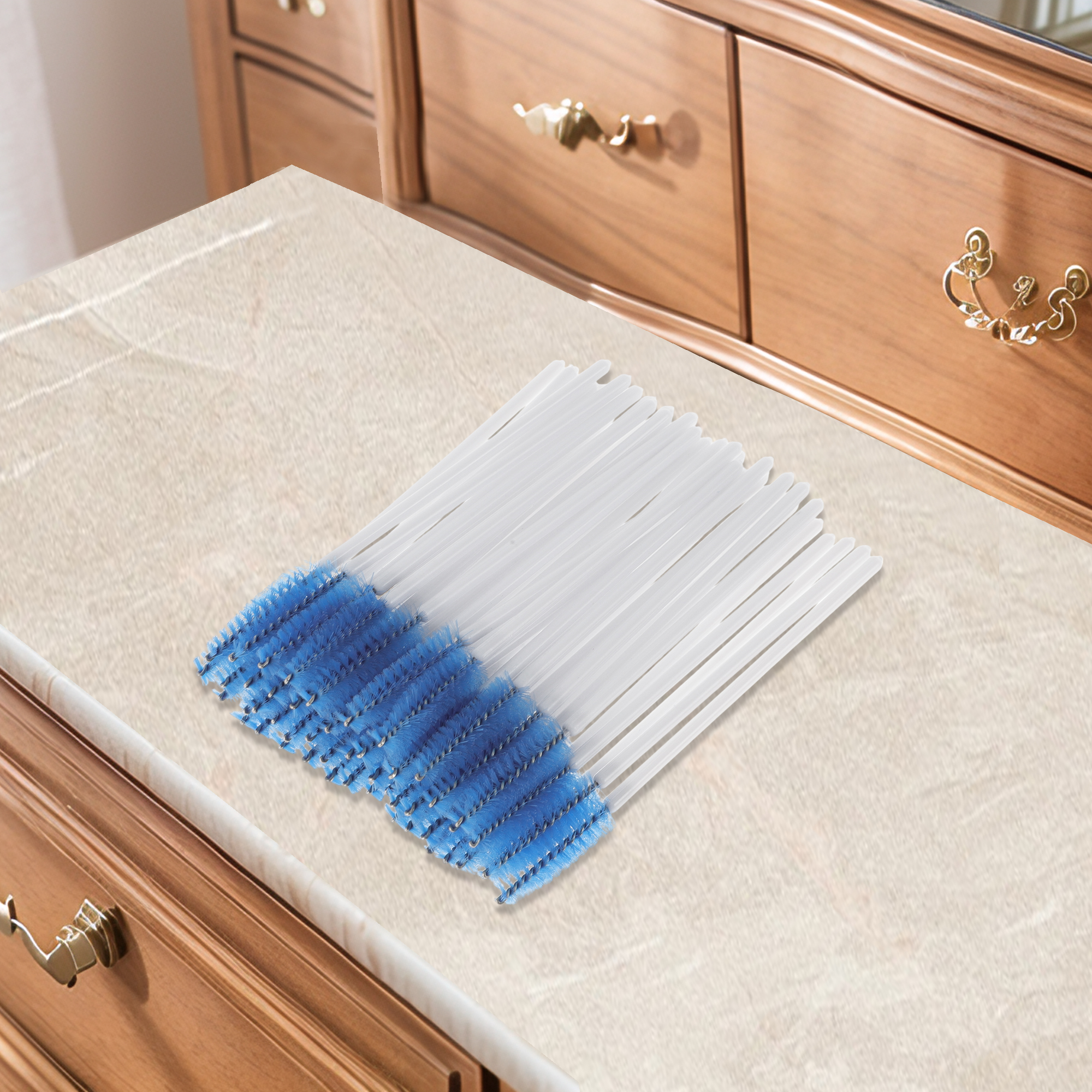 Unique Bargains Convenient Eyebrows Brushes for Travel 50 Pcs White, Blue