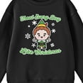 thumbnail image 2 of Elf Treat Every Day Like Christmas Chibi Buddy with Snowflakes Youth Black Crew Neck Sweatshirt-Medium, 2 of 2