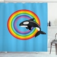 thumbnail image 1 of Ambesonne Animal Shower Curtain, Rainbow Round and Whale, 69"Wx84"L, Multicolor, 1 of 3