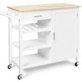thumbnail image 1 of Giantex Kitchen Island Cart Rolling Serving Cart Wood Trolley with Drawer, Storage Cabinet, Wine Bottle Rack, Towel Rack and Lockable Wheels (White), 1 of 8
