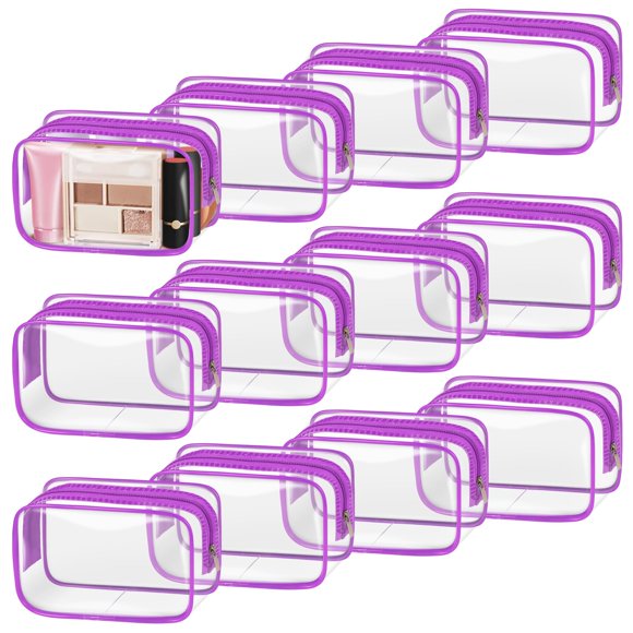 Bolsa de maquillaje TISRATOK, violeta transparente, 12 unidades, para viajes de mujer