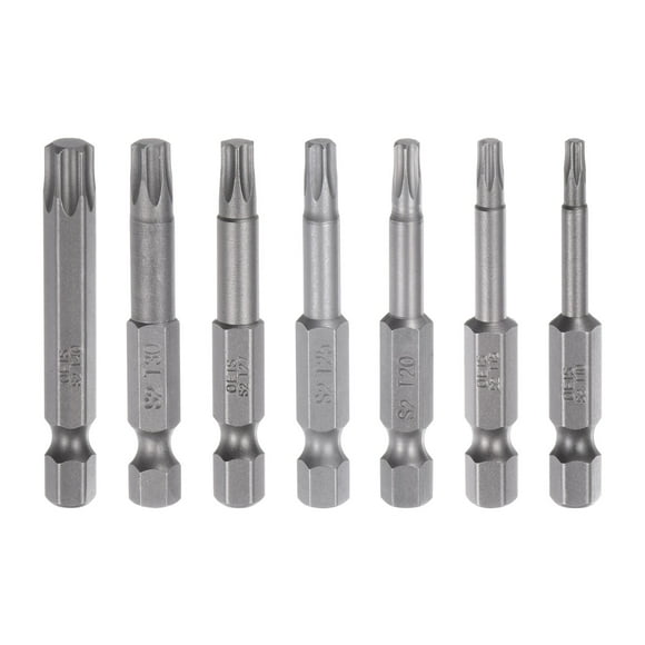 Uxcell T10-T40 Magnetic Security Star 5 Point Torx Screwdriver Bit Set 1/4" Hex Shank 2" Length Screw Driver, 14 Pack
