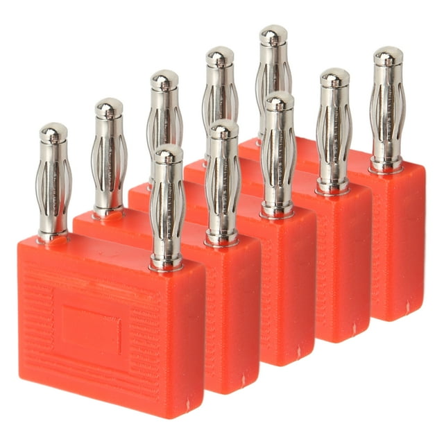 Dual Banana Plug, Insulation Heat Resistant Double Row Banana Plug Nickel Plated Copper 5PCS For Speaker Wires Red,Black