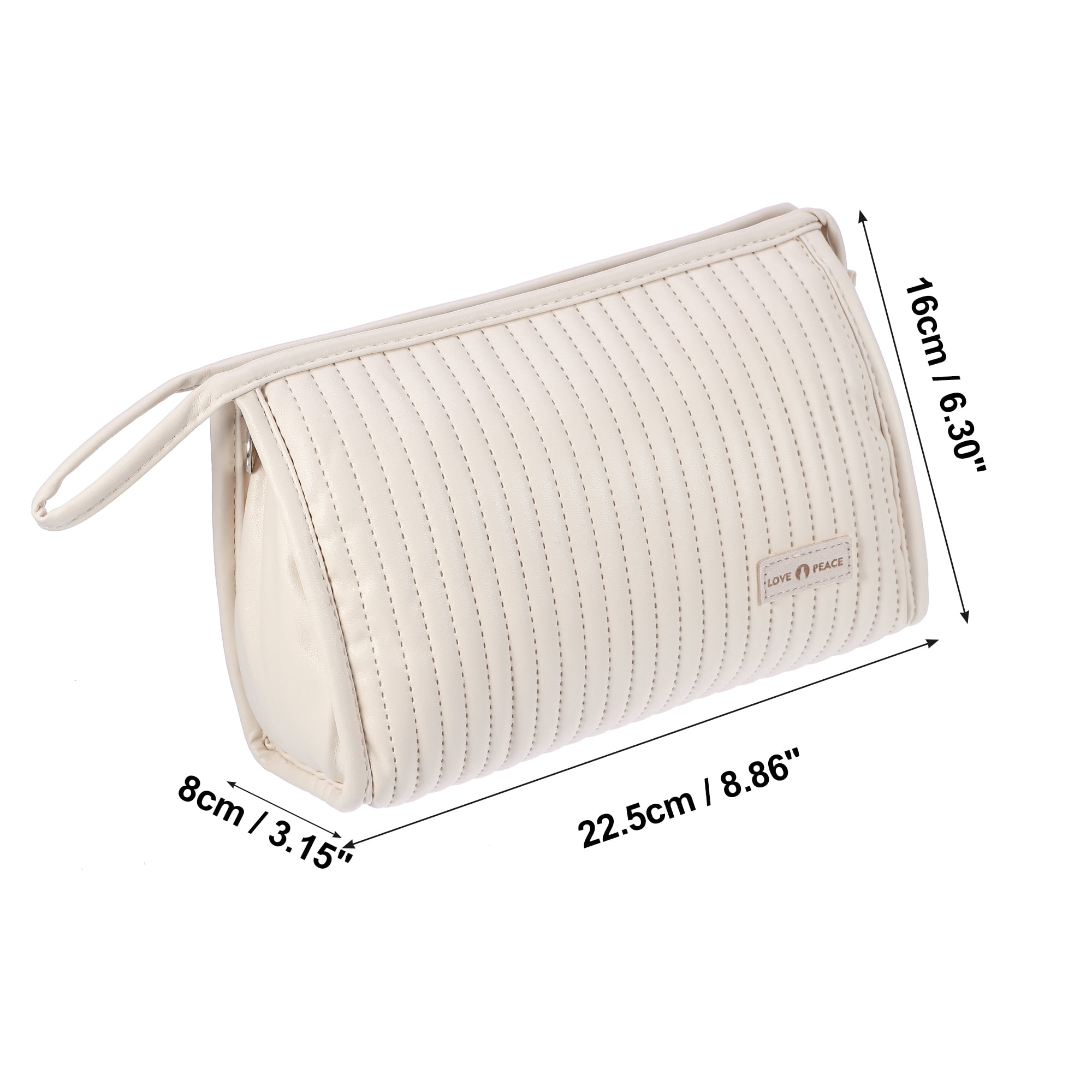 Unique Bargains Floral Makeup Bag Zipper Flower Cosmetic Pouch Beige