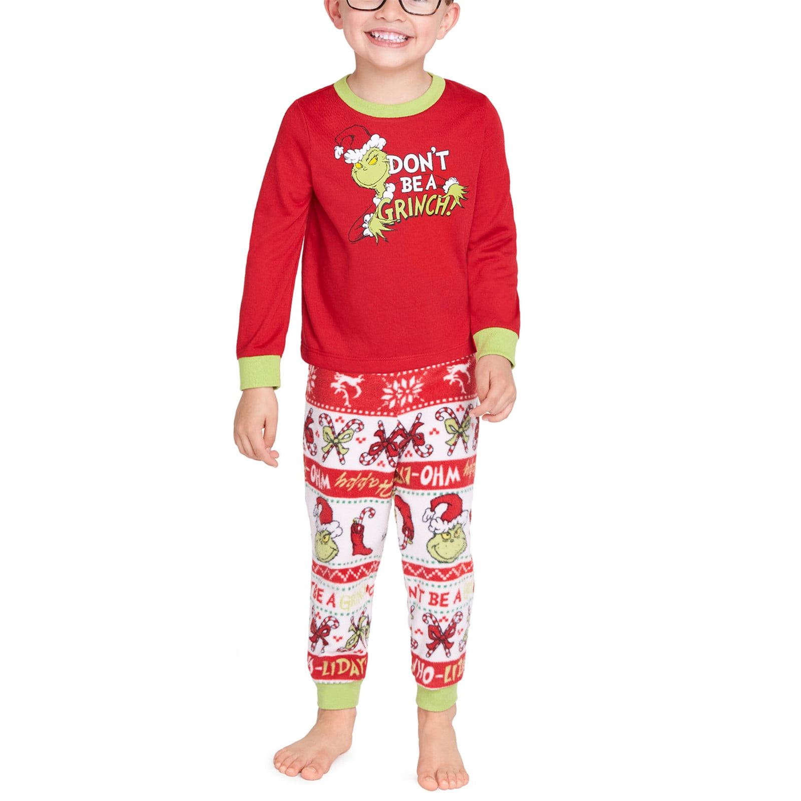 Family Christmas Pajamas Red Warm and fuzzy Christmas Pjs for Family Grinch Theme Family Matching Outfits Perfect for Christmas Morning Family Photos Walmart