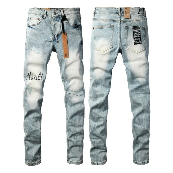 2025 Ksubis Jeans brand Jeans Men's Jeans Casual Comfort Holes Fashionable Straight Skinny Slim Fit Jeans, Ripped Stretch Jeans Denim Pants Menswear 3030 28-40