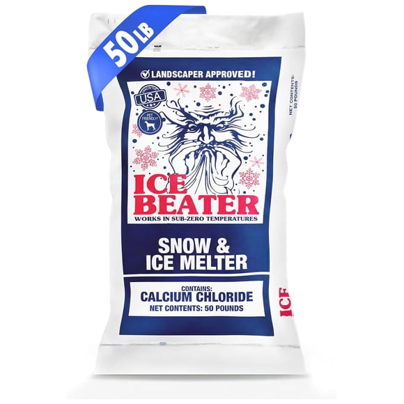 Snow Joe Ice Beater, Calcium Chloride Blend Ice Melting Crystals for Driveway, 50 lb Bag