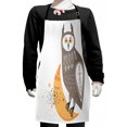 thumbnail image 1 of Cartoon Kids Apron, Mystical Wisdom Animal Owl on Crescent Moon Nursery Theme Print on Plain Background, Boys Girls Apron Bib with Adjustable Ties for Cooking Baking Painting, Multicolor, by Ambesonne, 1 of 2