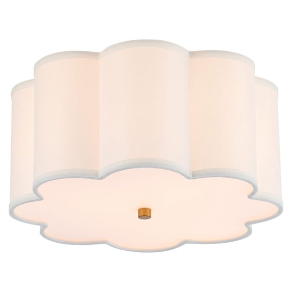 MhyTogn Semi Flush Mount Ceiling Light Fixture, Modern Close to Ceiling Lamp with Cream White Fabric Drum Shade for Nursery Kids