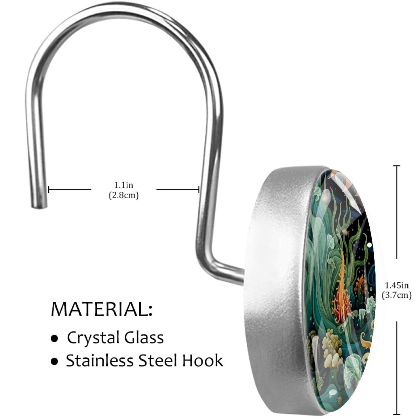 HemaKayy 12 Pcs Decorative Shower Curtain Hooks - Stainless Steel Rings for Bathroom Décor - Easy Glide & Secure Hold - Perfect Decoration for Bathroom Shower Rods - Ocean Sea Slug