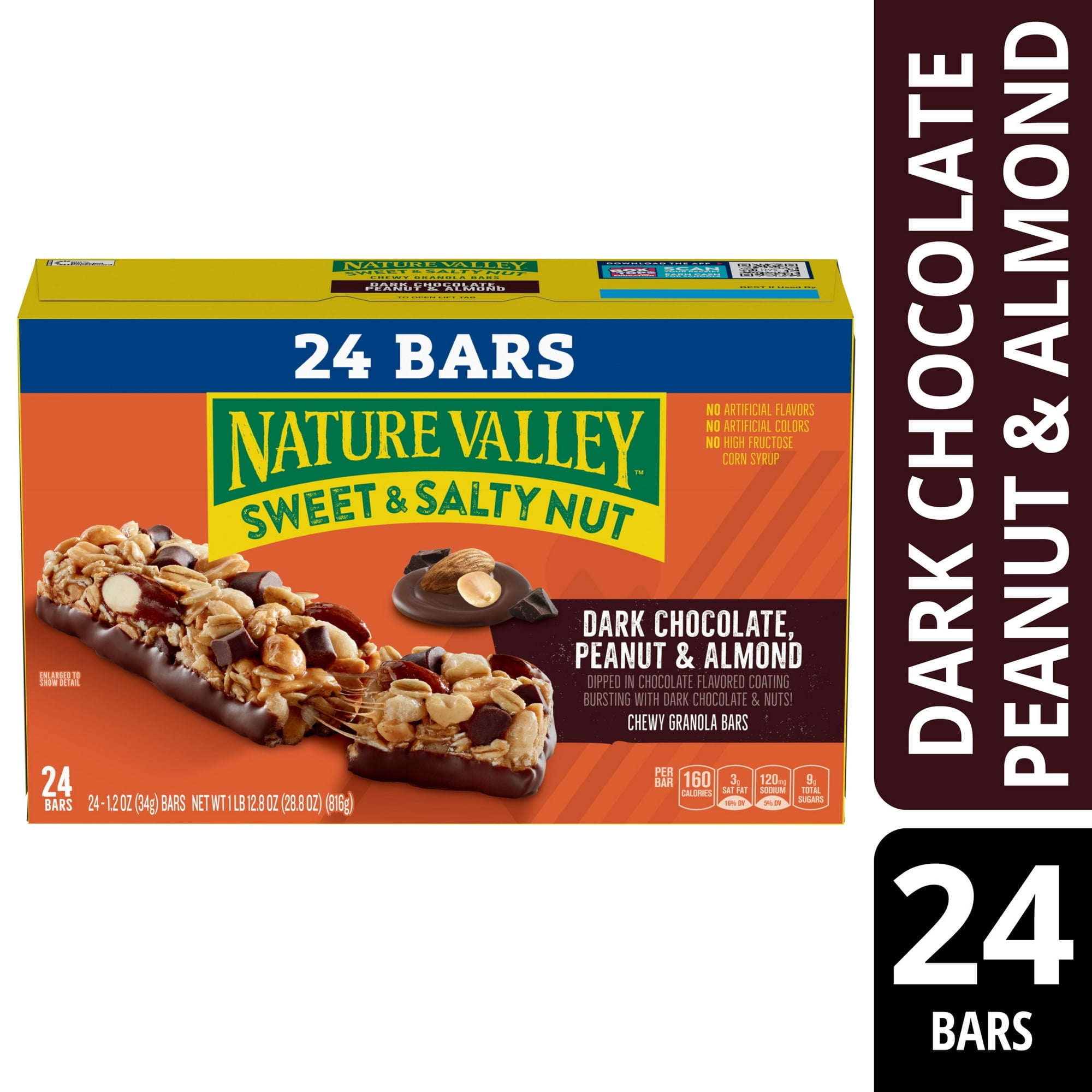 Pack of 2 Nature Valley Chewy Granola Bars, Dark Chocolate Peanut Almond, 24 Bars Each, 28.8 oz  with free  Cocoa Mix by ValueNest