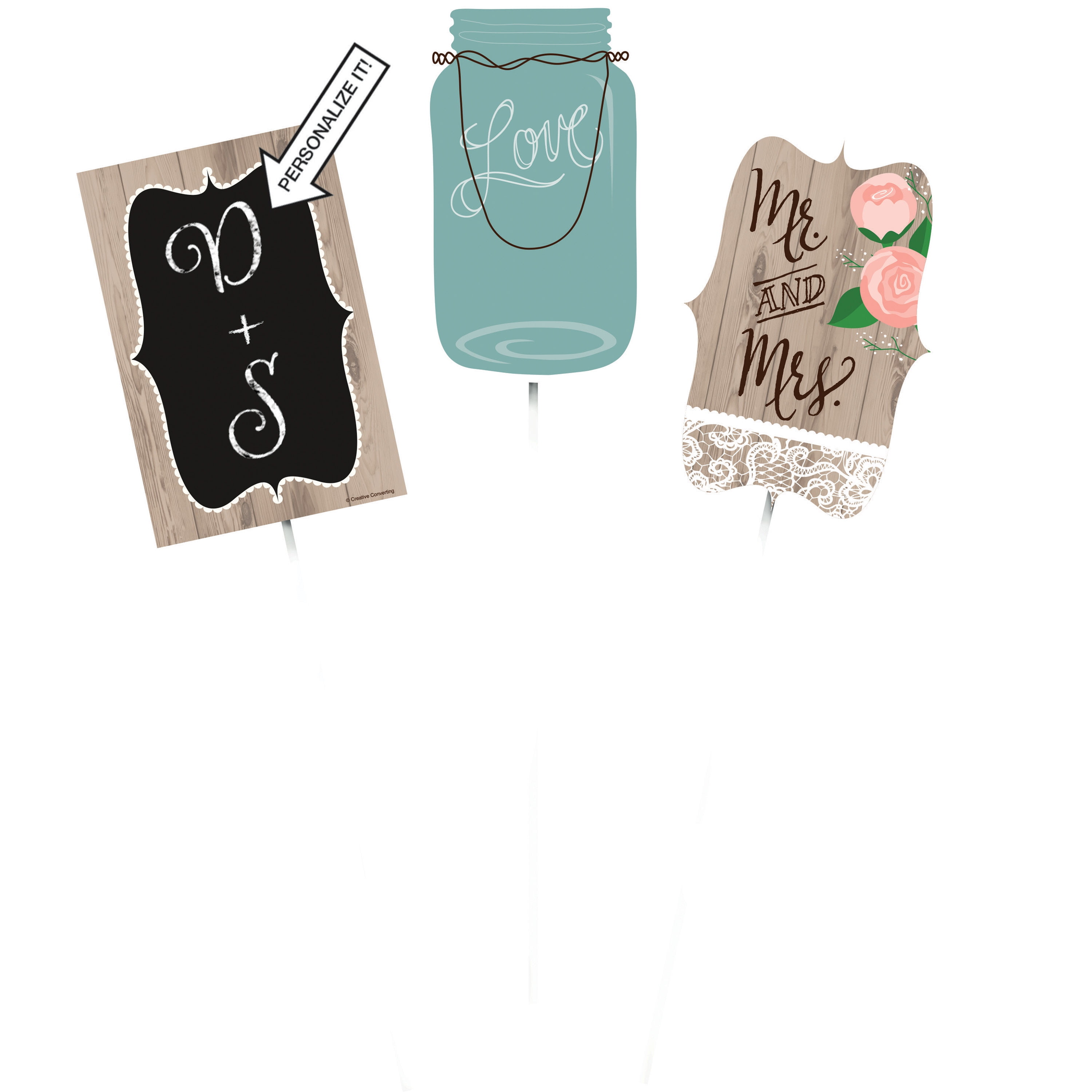 Rustic Wedding DIY Centerpiece Sticks, 3 pack