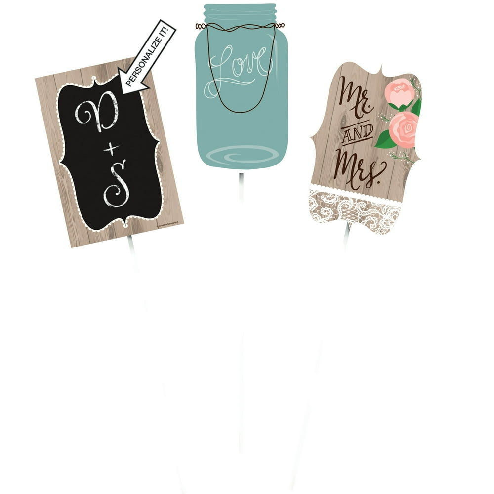 Rustic Wedding DIY Centerpiece Sticks, 3 pack