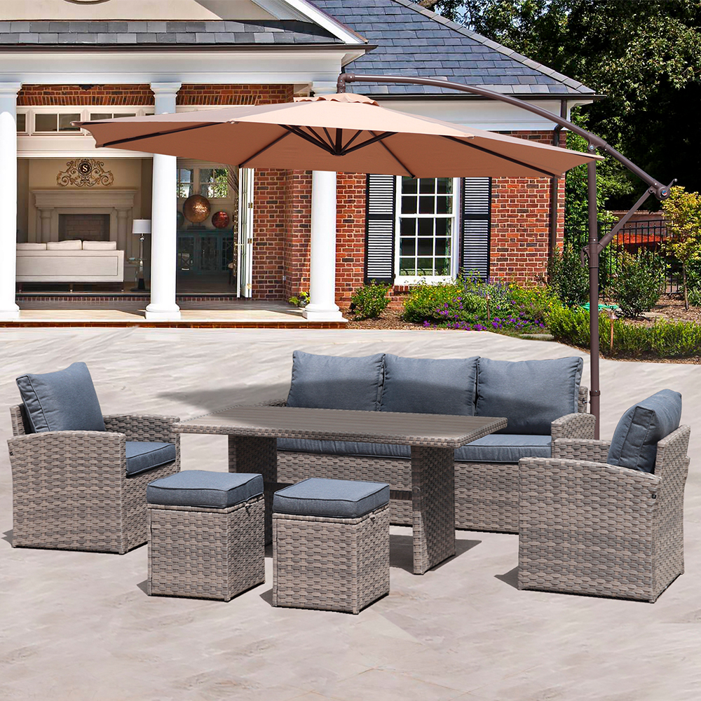 Wicker Patio Furniture Sets, YOFE 6 Pieces Modern Outdoor Dining Table Set, PE Rattan Outdoor Conversation Set with Cushions and Table, Outdoor Dining Sofa Set for Garden Backyard, Light Brown, R6106 - image 1 of 9
