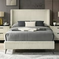thumbnail image 5 of Roundhill Furniture Mavela Wide Wale Corduroy Upholstery Panel Queen Bed, Cream, 5 of 6