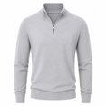 thumbnail image 2 of Daily Business Casual Knit Sweaters For Men Solid Color Quarter Zip Stand Collar Long Sleeve Tops, 2 of 4