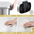 thumbnail image 4 of GOGRANT Kitchen Trash Can, Smudge Resistant Rectangular Garbage Can with Soft-Close Foot Pedal, Brushed Stainless Steel, 50 Liter/13 Gallon, 4 of 8