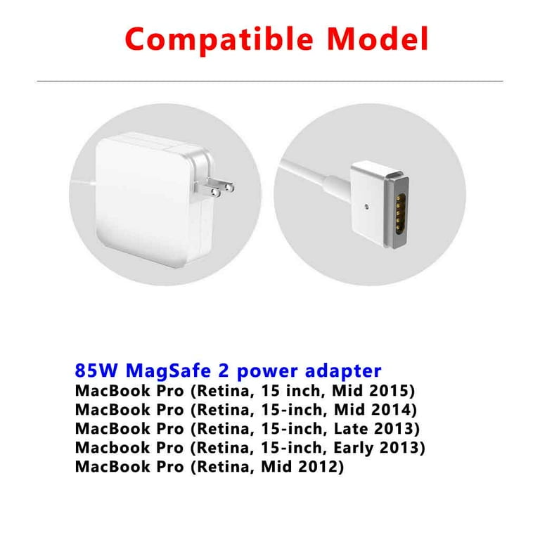85W Mac Book Pro Charger, 85W Mag netic T-Tip Power Adapter Replacement, Laptop Charger Compatible with Mac Book pro & Air 13 inch-15 inch Retina (Between 2012-2017)