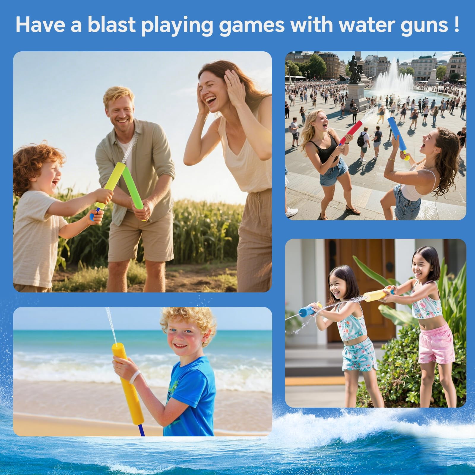 36 Water Blasters Foam Squirt Toys For Summer Outdoor Pool Backyard Beach
