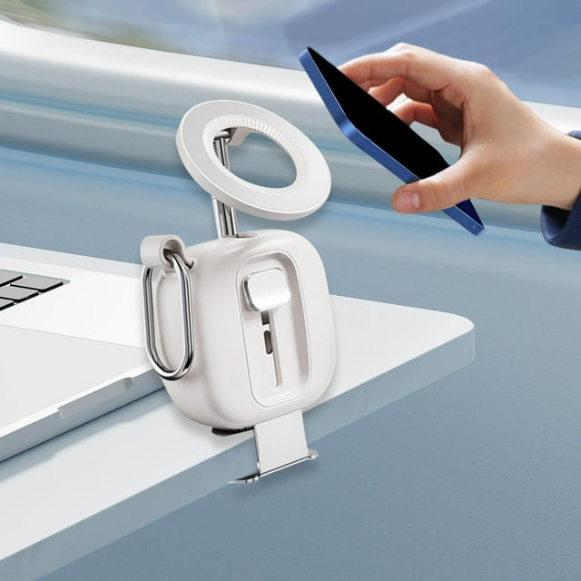 Soporte para teléfono para viajes en avión, fácil de usar, portátil, para playa, vacaciones, cruceros, libres, accesorios esenciales de viaje. Blanco