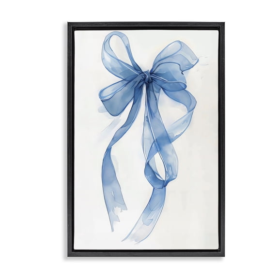 Stupell Industries Glam Wispy Blue Bow Watercolor Black Floating Frame Canvas Art, 17 x 25, by LSR Design Studio