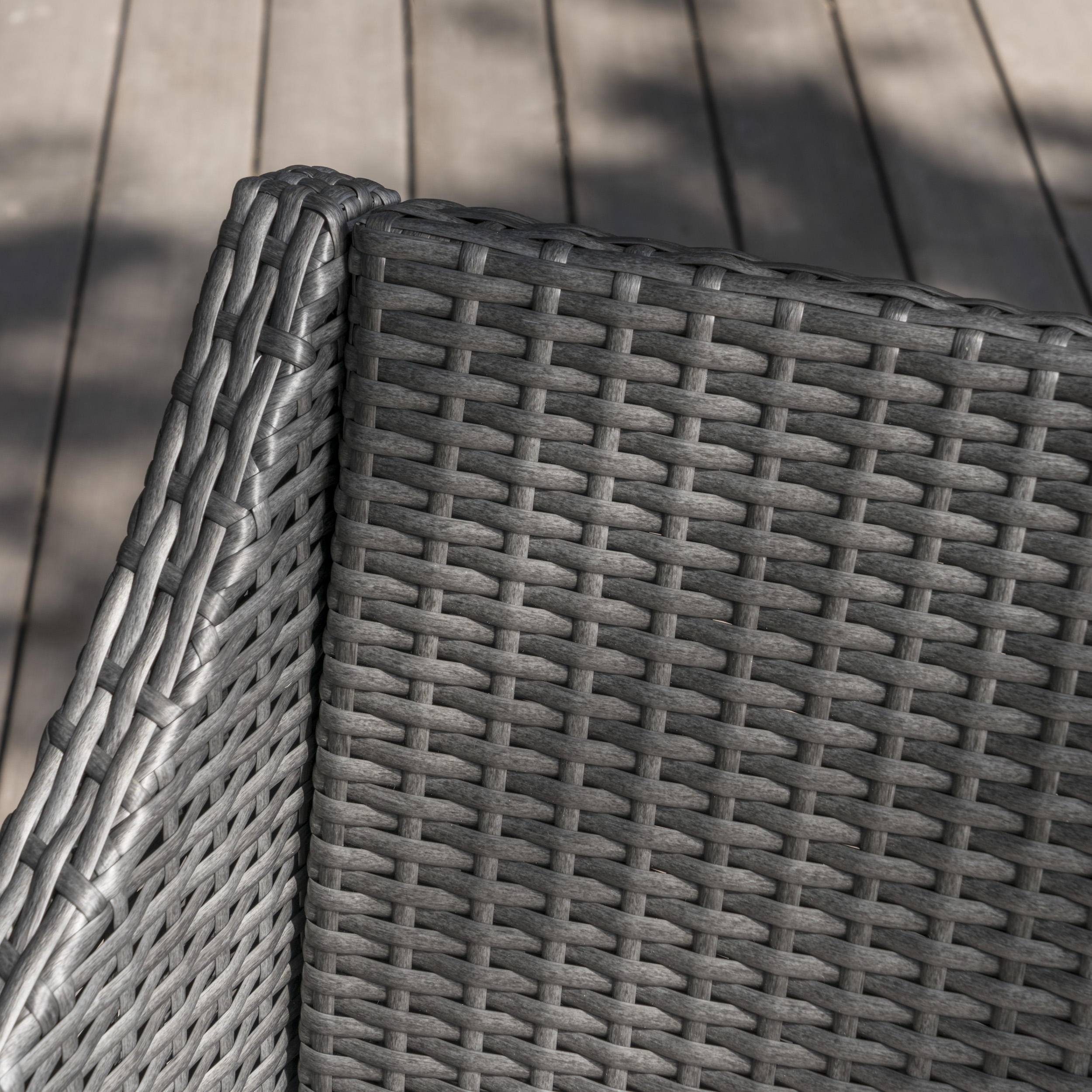 Estelle Outdoor Wicker Dining Chairs with Cushions, Set of 2, Grey, Silver