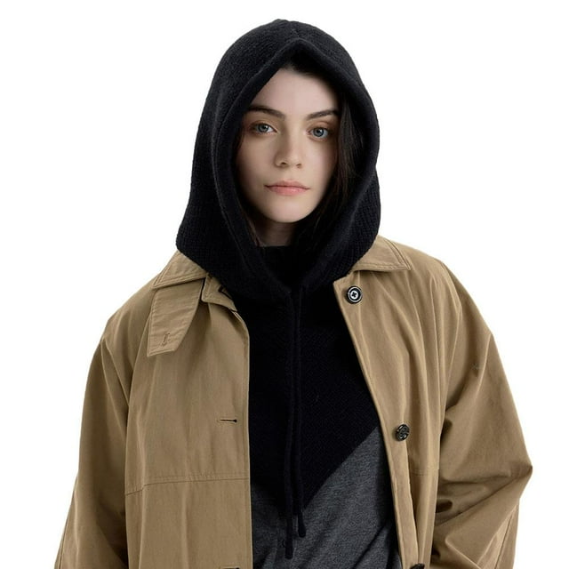 Foulard à Capuche pour Femmes, Cagoule Tricotée Chaude d'Hiver avec Cordon de Serrage Réglable pour Cyclisme, Ski, Randonnée