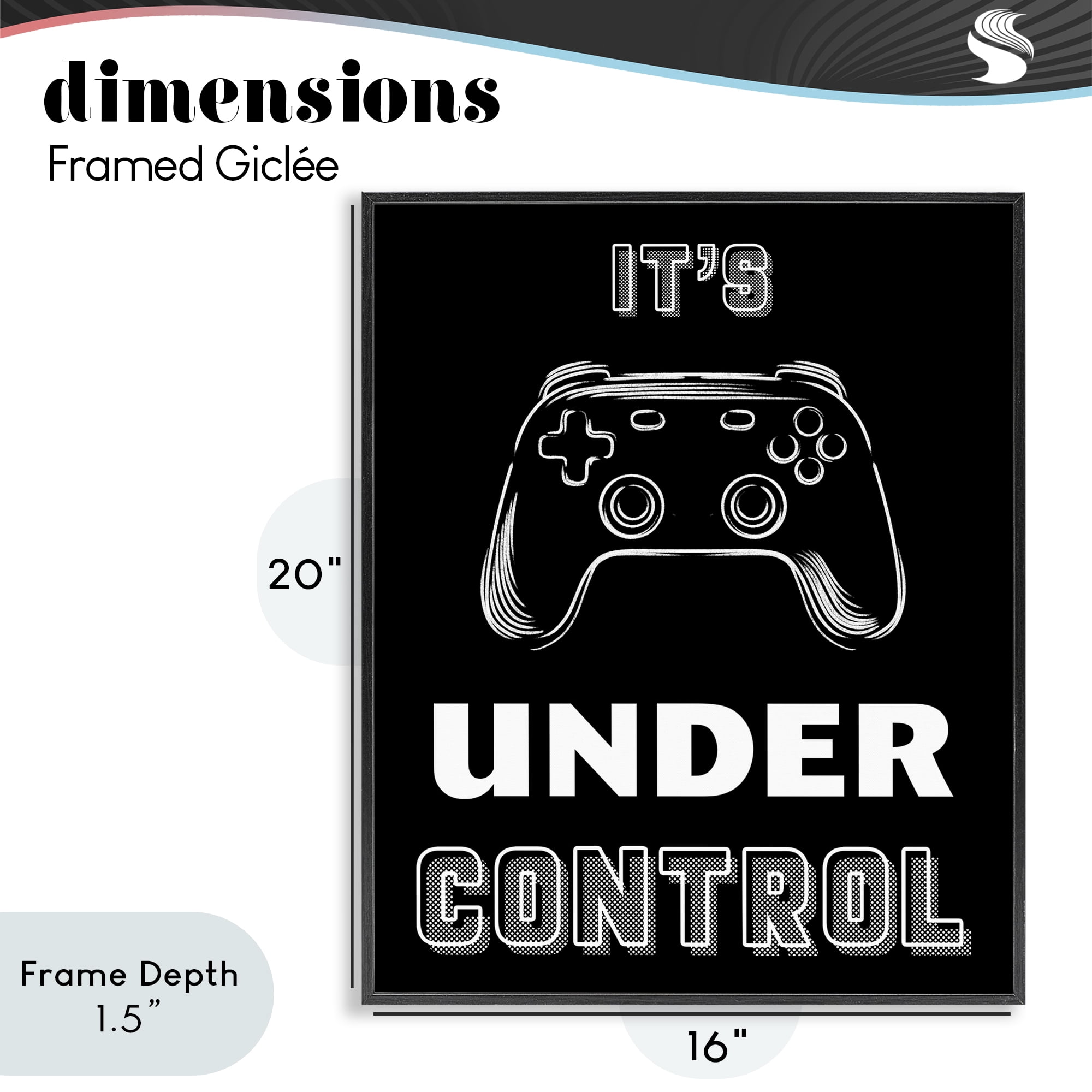 Stupell Industries Under Control Gamer Black Framed Giclee Art, design by Marcus Prime