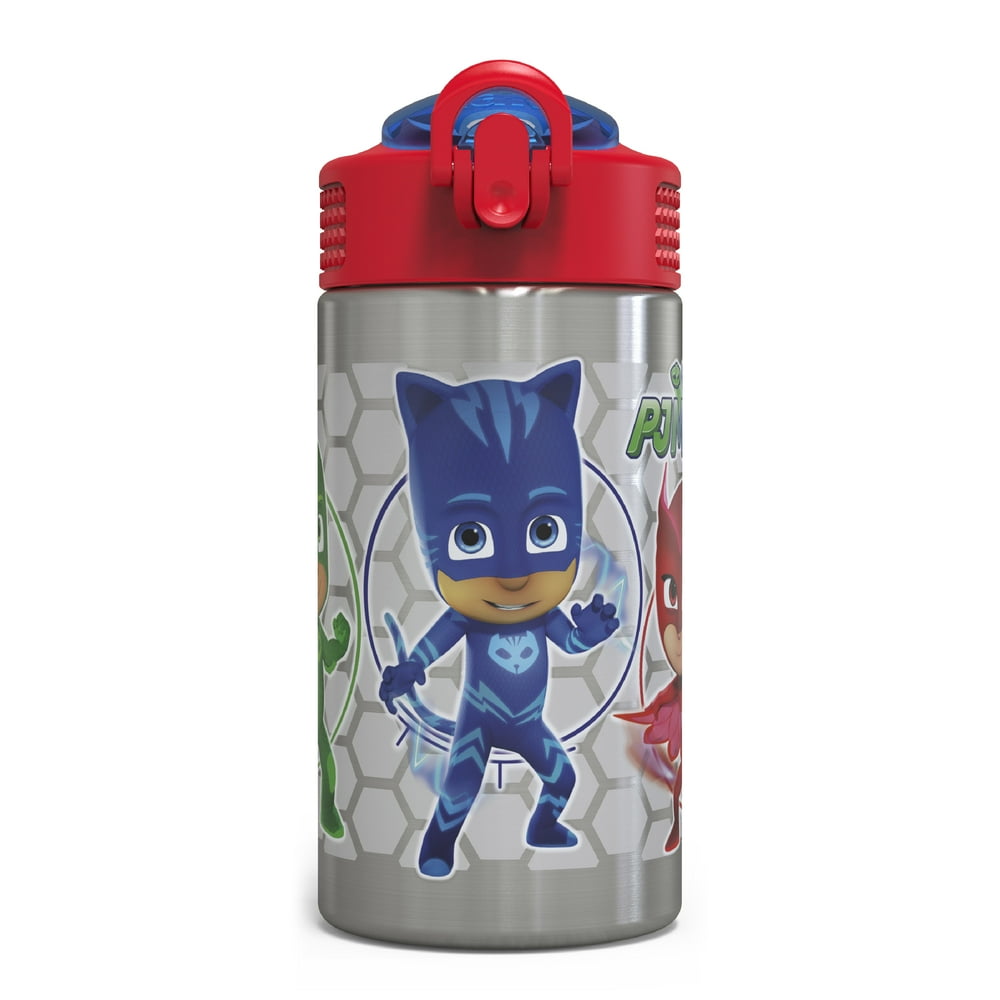 Zak Designs 15.5 oz Kids Water Bottle Stainless Steel with PushButton