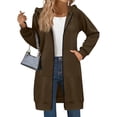thumbnail image 4 of 2026 New Women Casual Zip Up Fleece Hoodies Long Knee Length Jacket Tunic Sweatshirt with Pockets, 4 of 6
