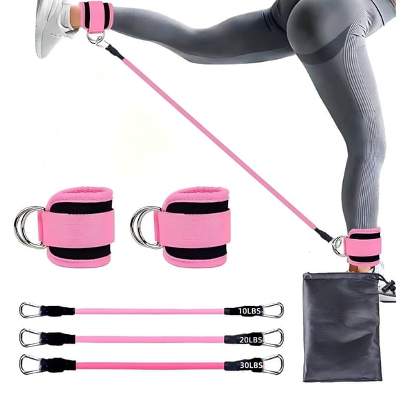 Ankle Resistance Bands with Cuffs – Exercise Bands for Legs and Butt, Booty Workout Equipment for Kickbacks and Hip Fitness Training