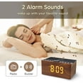 thumbnail image 5 of Digital LED Alarm Clock with FM Radio, Wireless Charger for /, 5 Level Dimmer, USB Port, Sleep Timer, Wood Design, 5 of 7