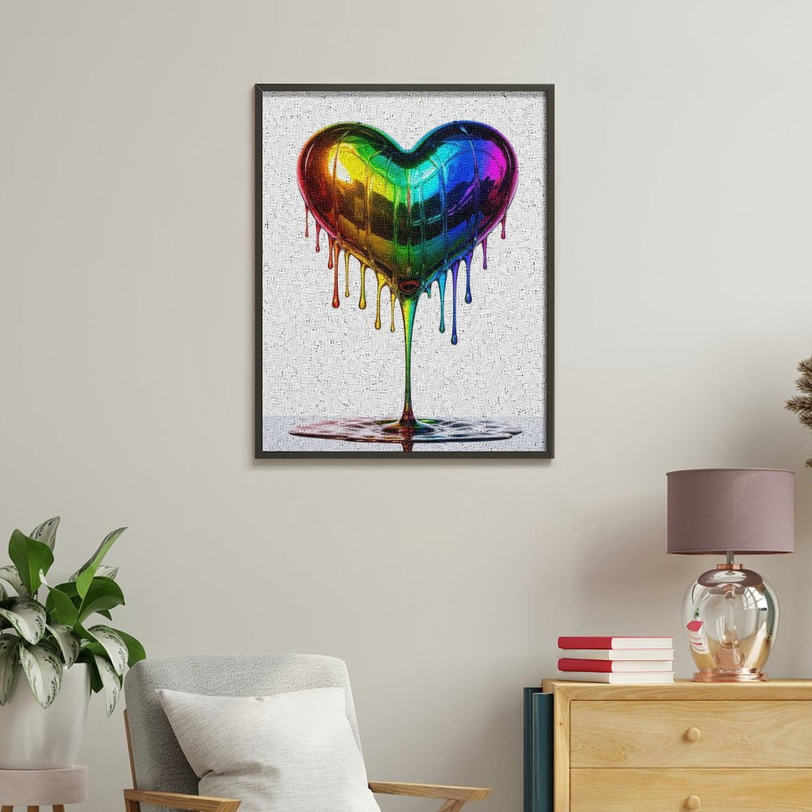 Paint By Numbers Kit for Adults Beginner - DIY Rainbow Heart Dripping Art Sculpture Canvas Painting Kits for Adults, Frameless Paint By Number for Adults for Home Wall Decor 16x20 Inch