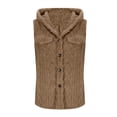 thumbnail image 5 of Gfyviroh Fleece Vests for Women Soft Fluffy Solid Color Sleeveless Jackets Button Casual Comfortable Hooded Outerwear, 5 of 7