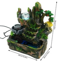 Indoor Water Fountain with Led Light Mist Resin Rockery Waterfall Fountain Decor