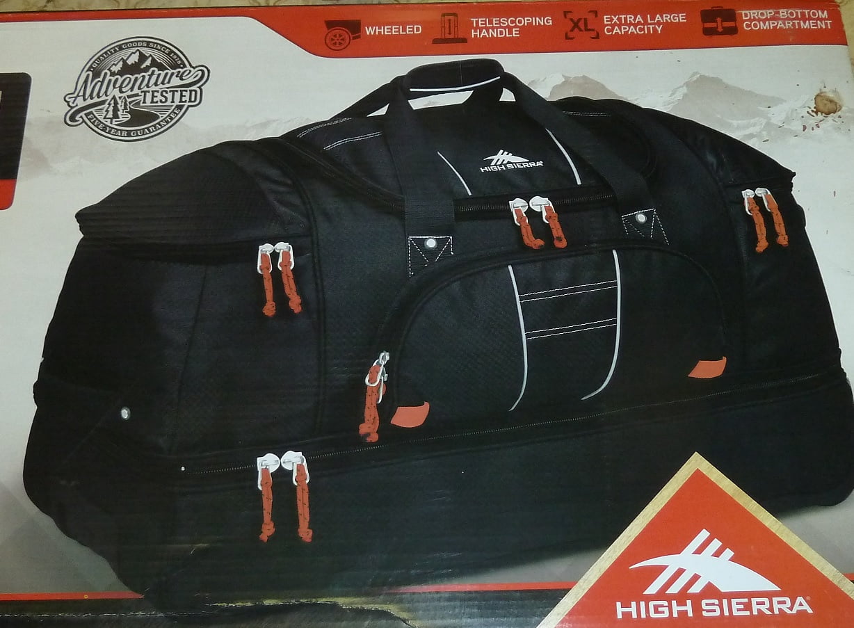 High Sierra 30" Drop-bottom Wheeled Duffel Bag Black red by