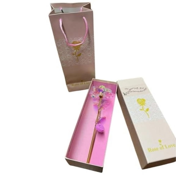 The Bouncing Bow 24K Gold Dipped Rose Gift for Wife, Mom, Grandma, Girlfriend - White Rose with Gift Box, 6.8x9.5x26.8 cm, Perfect for Birthday, Anniversary, Valentine’s Day, Mother’s Day