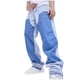 thumbnail image 1 of Pantalones vaqueros largos para hombre, informales, de pierna recta, con bolsillos, cremallera y botones, con parches, 1 of 6