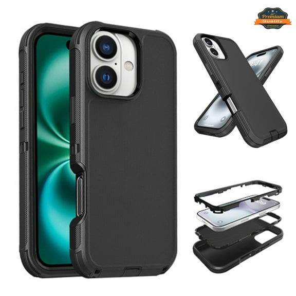 Case for Apple iPhone 16 Plus (6.7") 3-Layer Protection Case Shockproof Rugged Design with Enhanced Durability Hybrid Heavy Duty Protection Cover Fit iPhone 16 Plus - Black