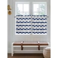 thumbnail image 7 of Half Window Curtains 24 Inches Long, Navy Blue Grey White Window Treatment Curtain Drapes, Abstract Geometric Ocean Wave Stripe Short Curtains Tiers for Kitchen Over Sink, 27.5"x24", 2 Panels, 7 of 7