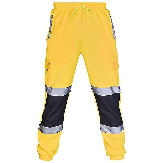 Pantalones de trabajo de seguridad para adultos Pantalones de chándal de cintura elástica de alta visibilidad Viz FYellow2XL