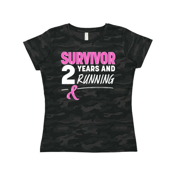 Inktastic Breast Cancer Survivor 2 Years and Running with Pink Ribbon Women's T-Shirt