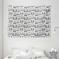 thumbnail image 1 of Geometric Tapestry, Apartment Building Urban Architecture European Windows City Town Illustration, Wall Hanging for Bedroom Living Room Dorm Decor, 80W X 60L Inches, Grey White, by Ambesonne, 1 of 2