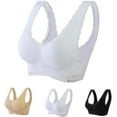 thumbnail image 3 of Full-Coverage Wirefree Bra Women No Underwire Bra Feature V-Neck T-Shirt Bra Style W-1079 Front Closure Closure Padded Bralette White L, 3 of 6