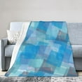 thumbnail image 2 of Mosaic Blue Watercolor Pattern Throw Blanket,Super Soft Anti-Pilling Flannel Bed Blankets, 80"x60", 2 of 8