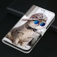 thumbnail image 4 of For Samsung Galaxy S21 Case, Mantto Magnetic PU Leather Phone Case With Hand Rope Strap Cute Pattern Painted Flip Credit/ ID Card Wallet Slots Stand, Hat&Cat, 4 of 8