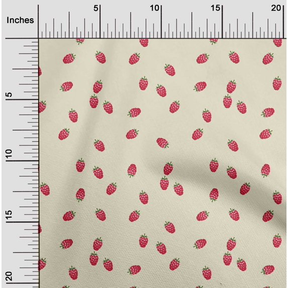 oneOone Viscose Chiffon Fabric Raspberry Fruit Print Fabric by Yard 42 Inch Wide