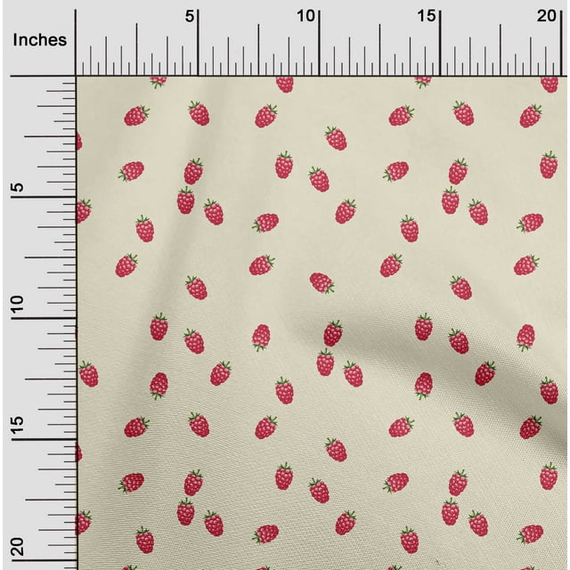 oneOone Popeline de Coton Tissu Imprimé Framboise Fruit BTY 56 Pouces de Large