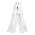 thumbnail image 7 of Women's Linen Two Piece Set, Sleeveless Vest and Wide Leg Pants, Summer Matching Resort Outfit, Breezy Beach Cover Up and Vacation Outfit Set for Women-White, 7 of 7
