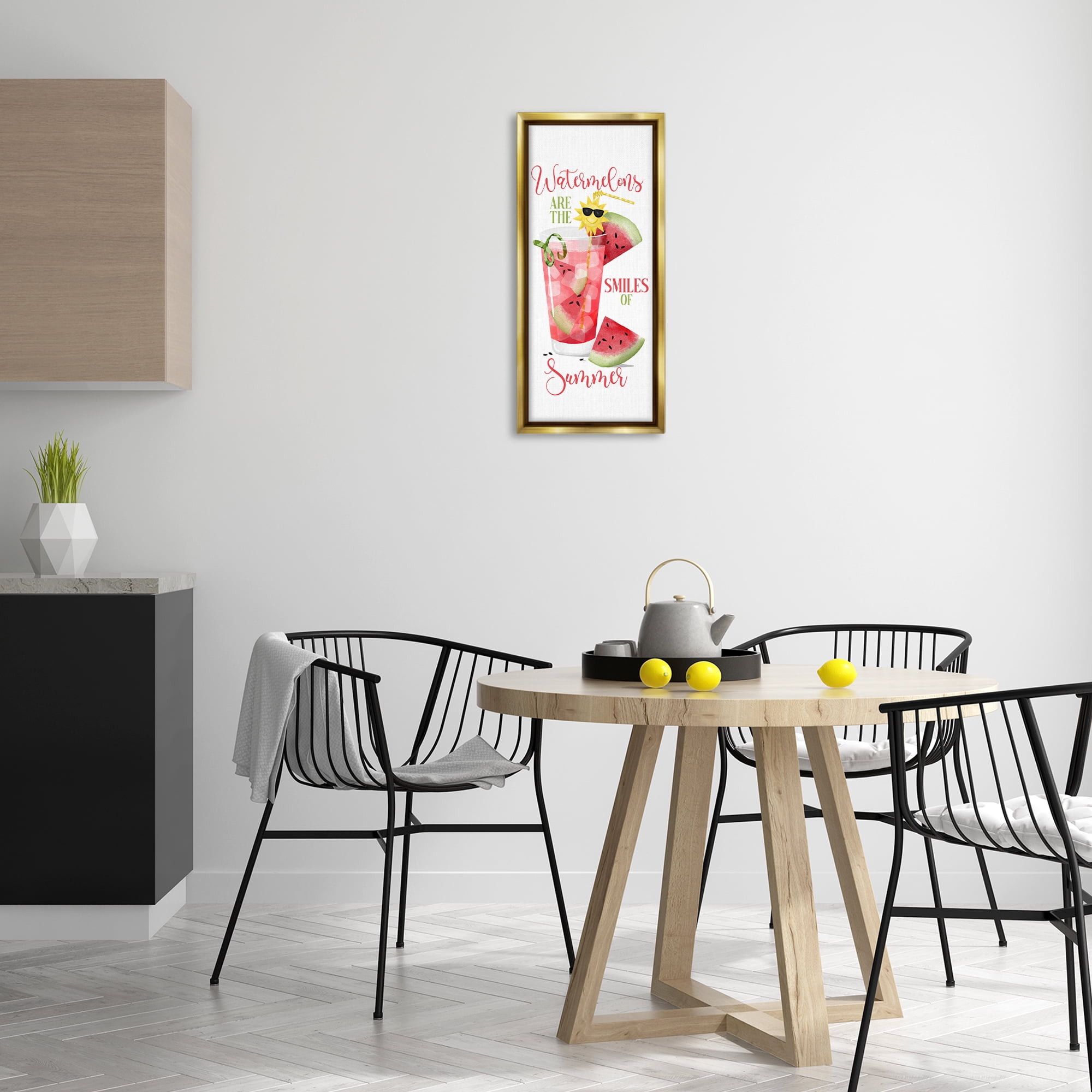 Stupell Industries Summer Watermelon Sentiment Food & Beverage Painting Gold Floater Framed Canvas Art Print Wall Art, 11 x 25